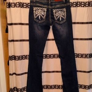 Women's Blue Jeans with Embroidered Pockets